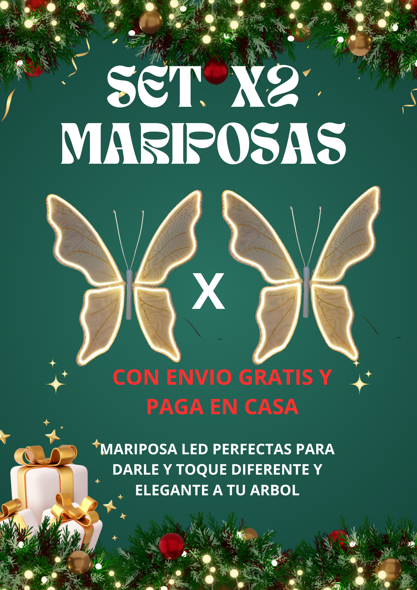 Onlinehouse®  PRODUCTO EXCLUSIVO❗MARIPOSAS LED PARA ARBOL X2 UNIDADES