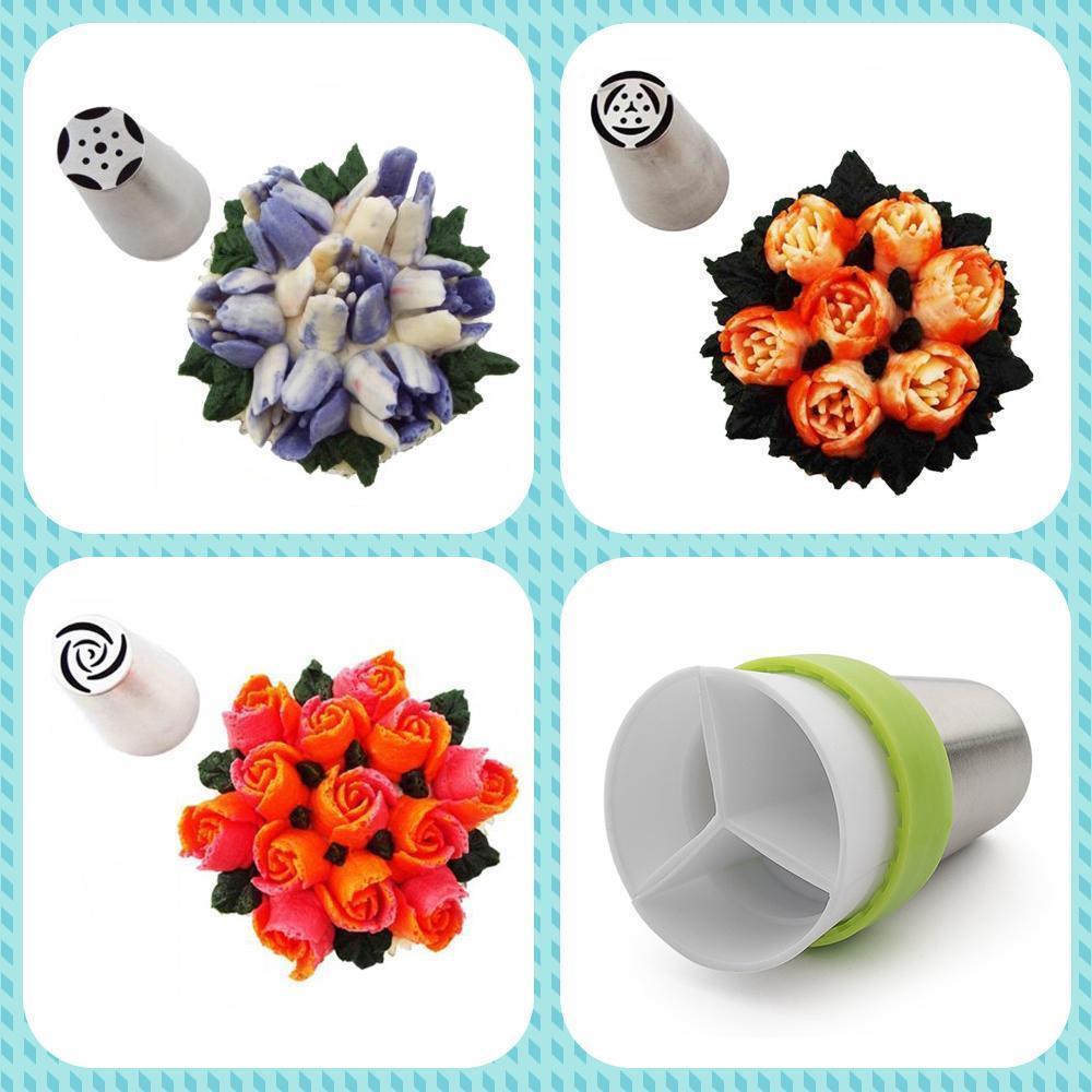 Onlinehouse® set X10 piezas Juego de boquillas de decoración en flores